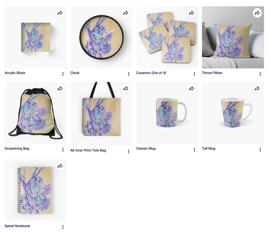 Tree  design on clock, bags, notebooks